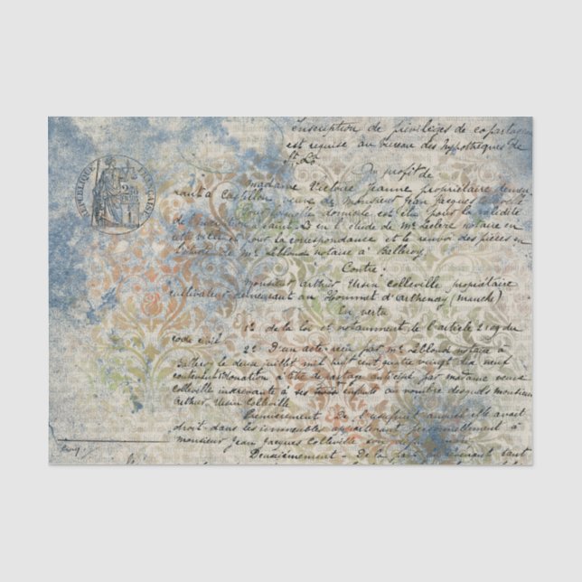 Vintages französisches Inspiriertes Pastel BlueTis Seidenpapier (Vorderseite)