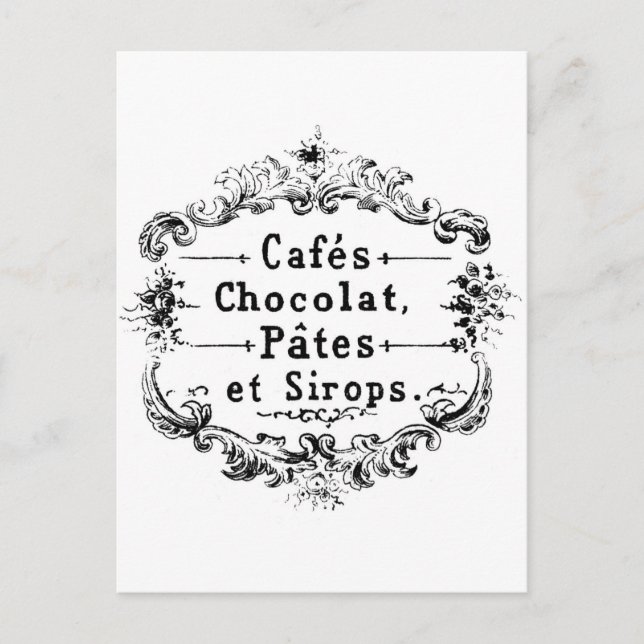 Vintages französisches Kaffee- und Schokoladenlabe Postkarte (Vorderseite)