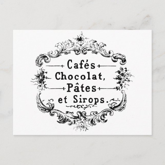 Vintages französisches Kaffee- und Schokoladenlabe Postkarte (Vorderseite)