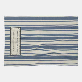 Vintages französisches Label für blaue und cremefa Geschirrtuch