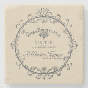 Vintages französisches Label Steinuntersetzer