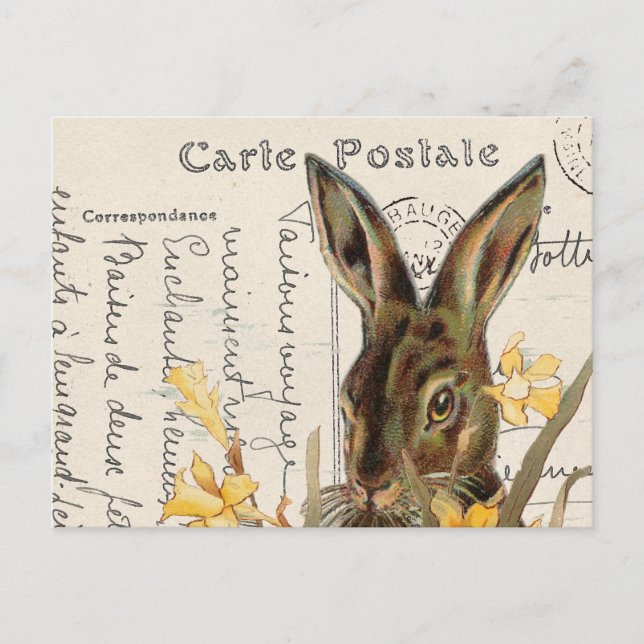 Vintages Französisches Osterkaninchen - Doofodien  Postkarte (Vorderseite)
