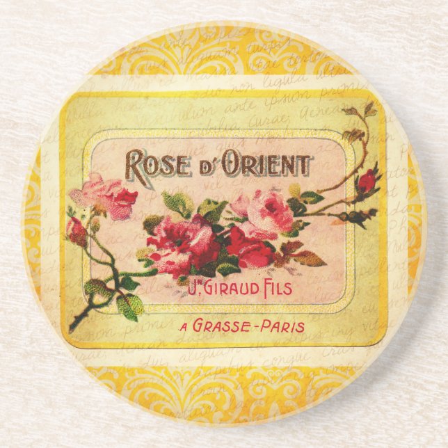 Vintages Französisches Parfüm-Label Getränkeuntersetzer (Vorne)