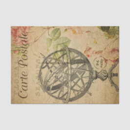 Vintages französisches Postkartenarmillary Sphere  Seidenpapier