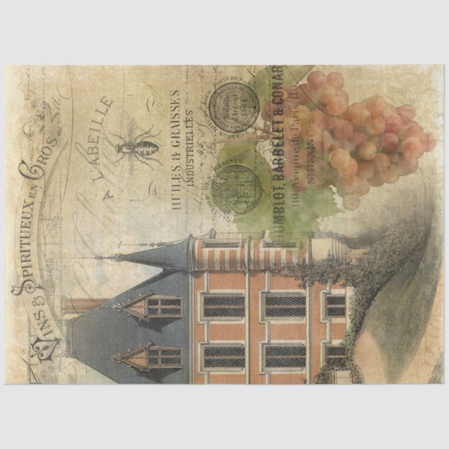 Vintages Französisches Schloss Weinroute Mendrisio Seidenpapier (Vorderseite)