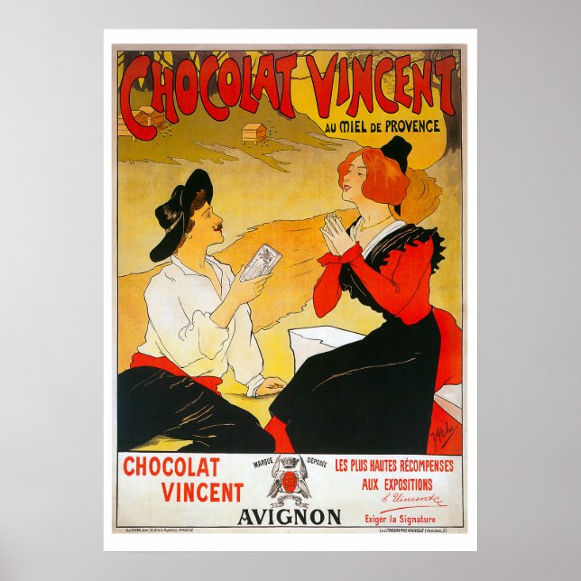 Vintages Französisches Schokoladenposter Poster (Vorne)