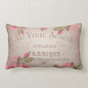 Vintages französisches shabbychic Rosenrosa mit Lendenkissen