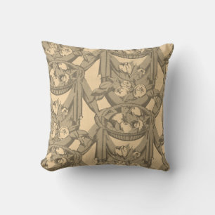Vintages französisches Textil-Floral Art Nouveau Kissen