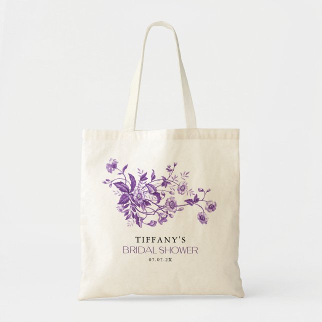 Vintages französisches Toile Lila Brautparty Tragetasche (Vorne)