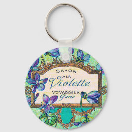 Vintages französisches violettes Parfüm aquamarine Schlüsselanhänger
