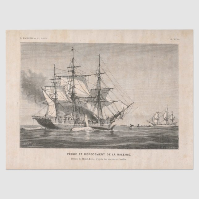 Vintages französisches Wasserschiff Ephemera Decou Seidenpapier (Vorderseite)