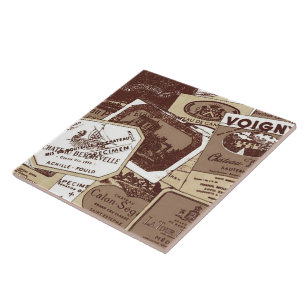 Vintages französisches Weinetikett Fliese