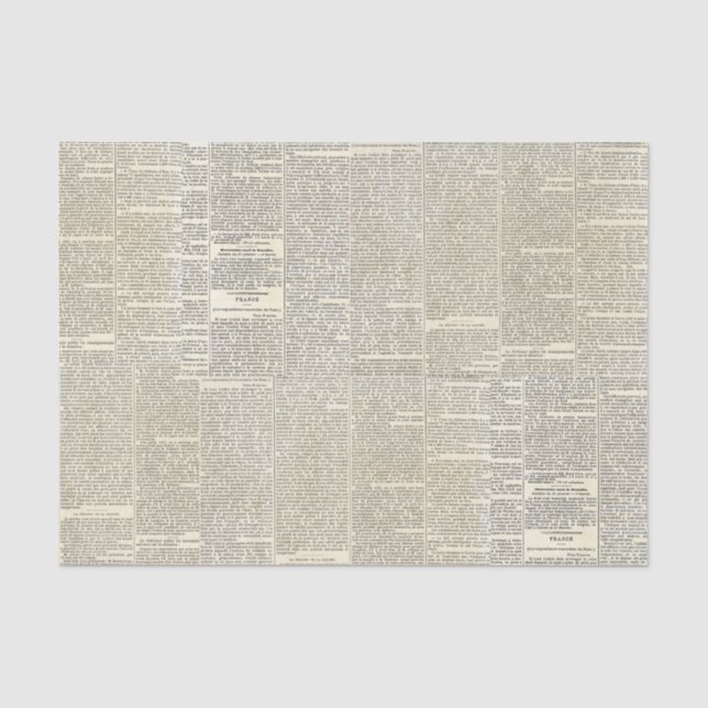 Vintages französisches Zeitungszettel Seidenpapier (Vorderseite)