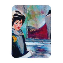 Vintages Frauenportrait mit Abstraktem Hintergrund Magnet