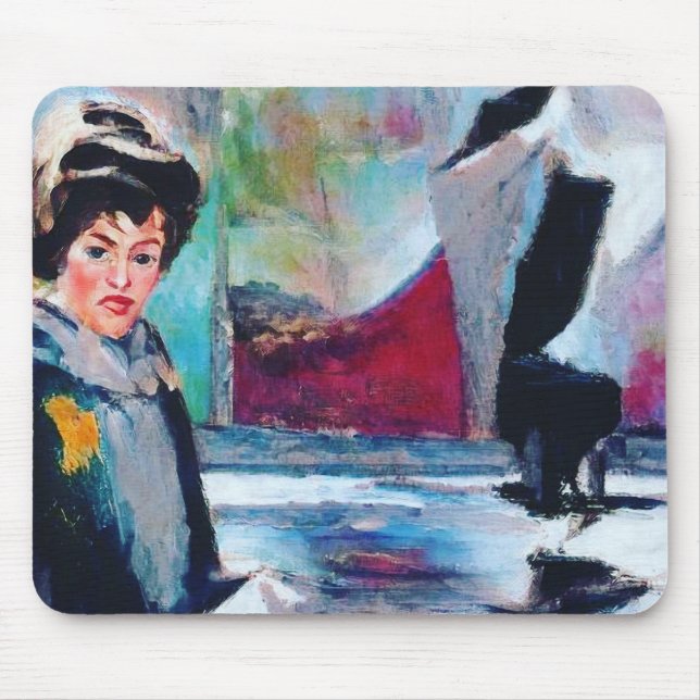 Vintages Frauenportrait mit Abstraktem Hintergrund Mousepad (Vorne)