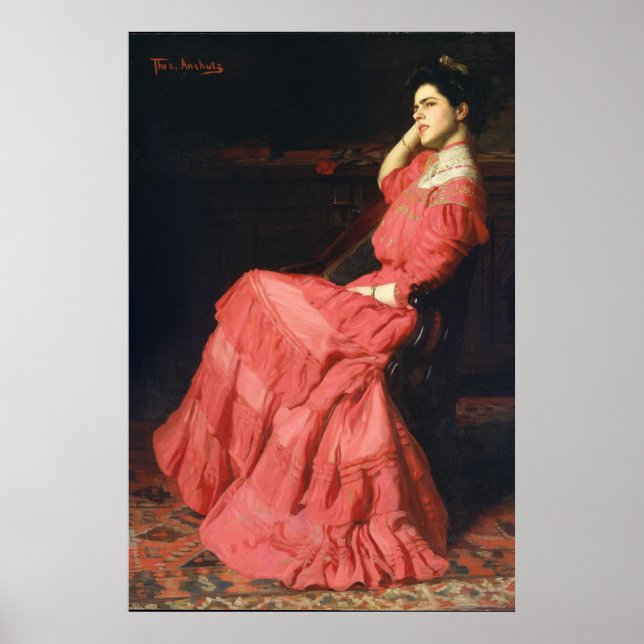 Vintages Frauenportrait von Thomas Anshutz Pos Poster (Vorne)