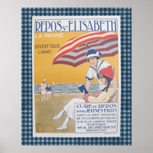 Vintages French Beach Travel Poster (Vorne)