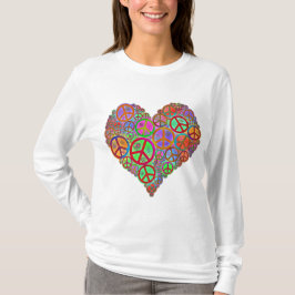 Vintages FriedensLiebe-Herz T-Shirt