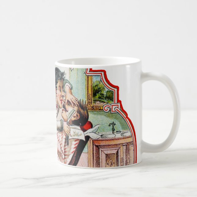 Vintages Friseur-Geschäfts-Rasieren Kaffeetasse (Rechts)