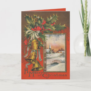 Vintages "Frohe Weihnachten" Winterdorf Feiertagskarte