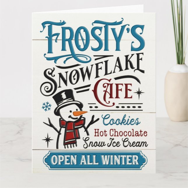 Vintages Frosty's Snowflake Café Karte (Vorderseite)