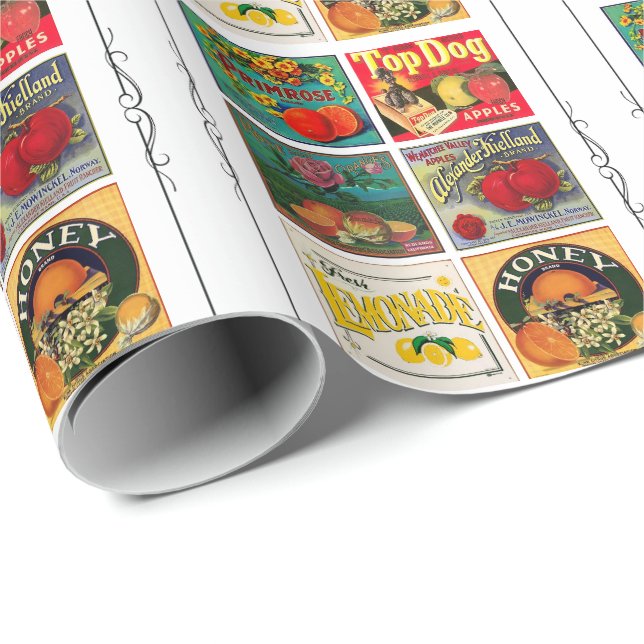 Vintages Fruchtanzeige-Verpackungspapier Geschenkpapier (Rolleneckpunkt)