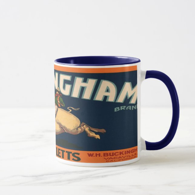 Vintages Fruchtkäfigetikett Tasse (Rechts)