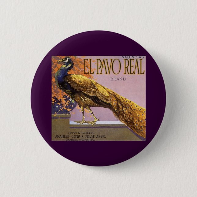 Vintages Fruchtkasten-Label Kunst, Dichtung und Mu Button (Vorderseite)