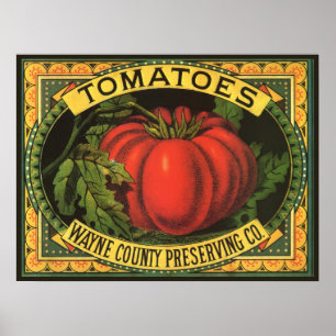 Vintages Fruchtkorb-Etikett Art, Wayne Co Tomaten Poster