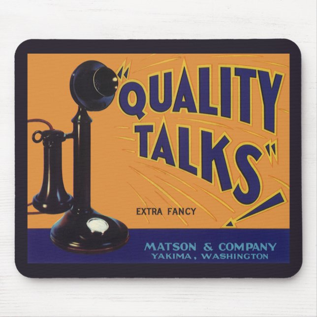 Vintages Fruchtkorb Label Kunst, altmodisches Tele Mousepad (Vorne)