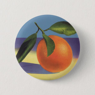 Vintages Fruchtkorb-Label Kunst, Juzious Orangen Button