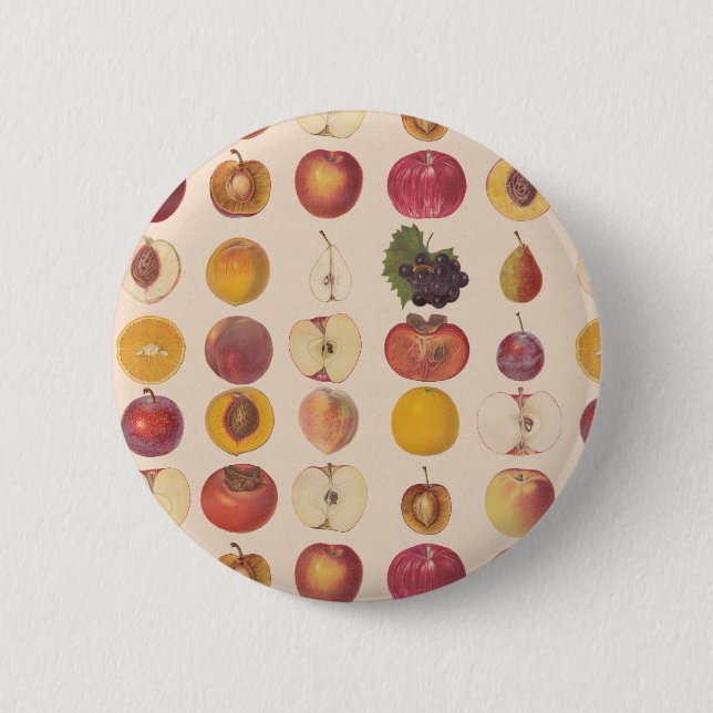 Vintages Fruchtmuster Button (Vorderseite)