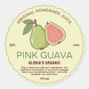 Vintages Fruchtpink Guava Juice hausgemachtes Prod Runder Aufkleber