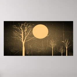 Vintages Full Moon Night Poster