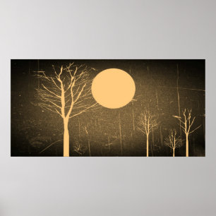 Vintages Full Moon Night Poster