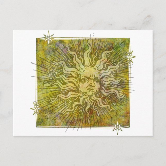 Vintages Full Sun-Gesicht Postkarte (Vorderseite)