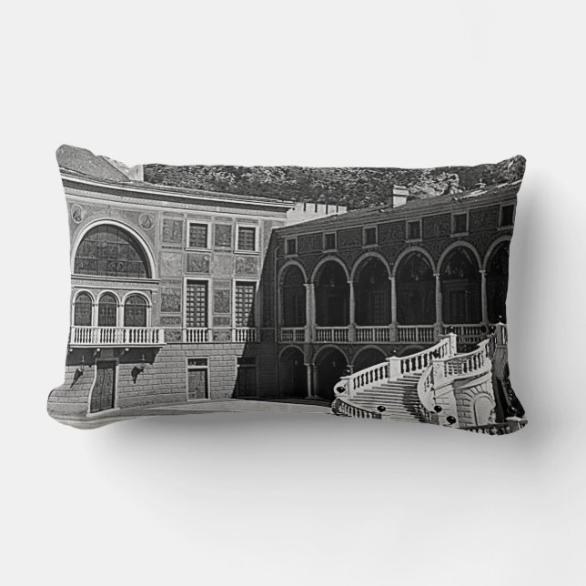 Vintages Fürstentum Monaco Palast Hof Lendenkissen (Vorderseite)