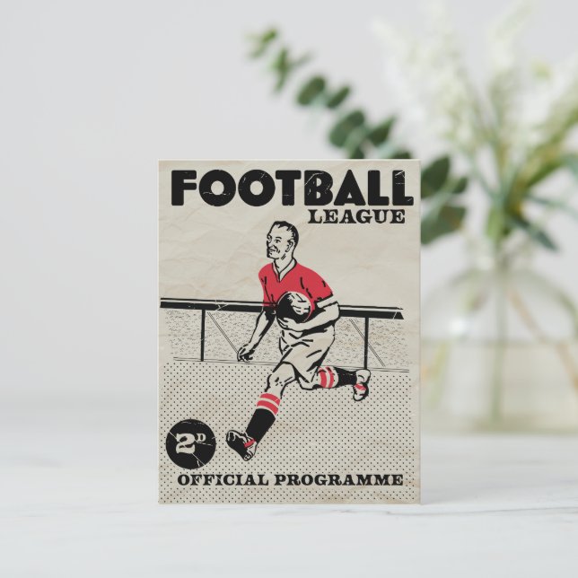 Vintages Fußballprogramm Feiertagspostkarte (Stehend Vorderseite)