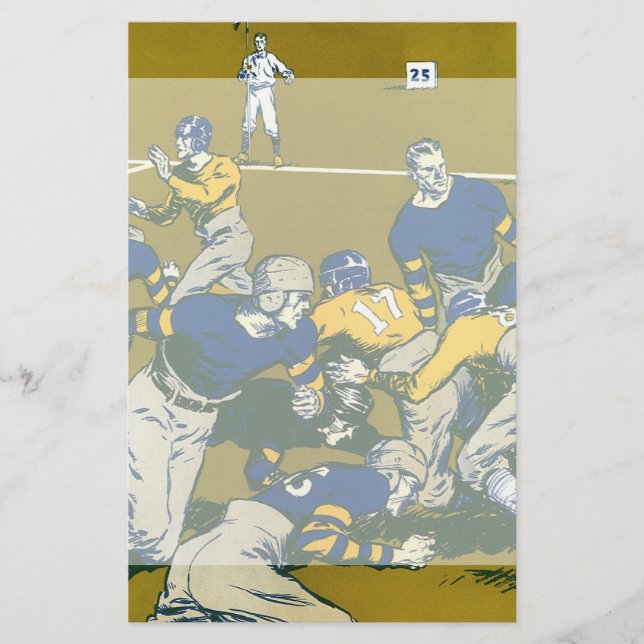 Vintages Fußballspiel, Gold vs. Blue Teams Briefpapier (Vorderseite)