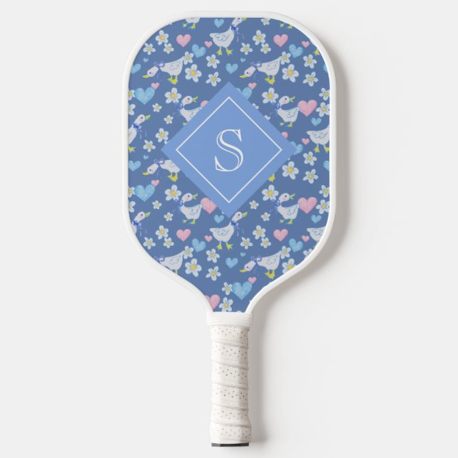 Vintages Gänsemuster Personalisiert Pickleball Schläger (Vorderseite)