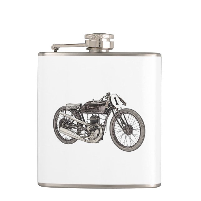 Vintages Garelli 1926, das Motorrad läuft Flachmann (Vorderseite)