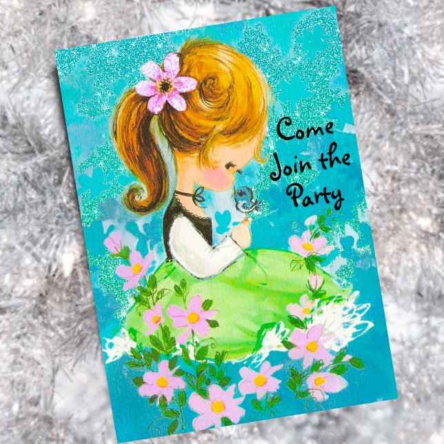 Vintages Gartenmädchen Weihnachten Neujahr Gruß Einladung (Von Creator hochgeladen)