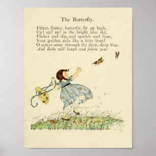 Vintages Gedicht "The Butterfly", Poster