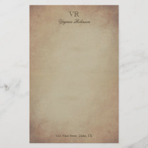 Vintages gelb gefärbtes Papiermonogramm u. Briefpapier