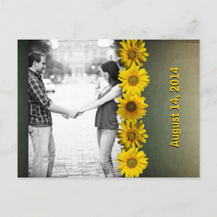 Vintages gelbes Sonnenblume-PapierFoto Save the Ankündigungspostkarte