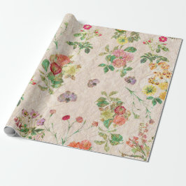 Vintages, gelbrosa niedliches Blumenmuster Geschenkpapier
