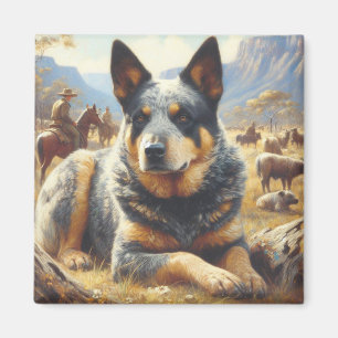 Vintages Gemälde für australische Rinder Magnet