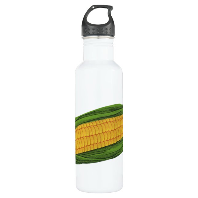 Vintages Gemüse; Gelber Mais auf dem Cob Trinkflasche (Vorderseite)