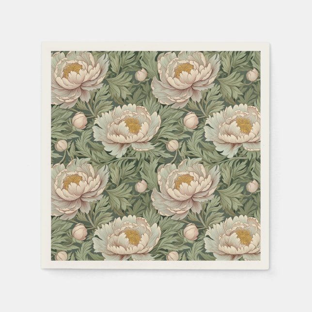 Vintages Gemustertes Blumenzellenpapier Serviette (Vorderseite)