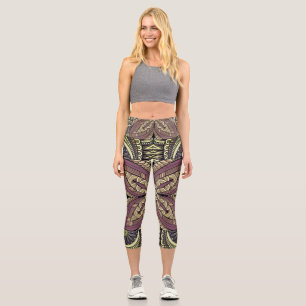 Vintages geometrisches Boho-Muster Capri Leggings